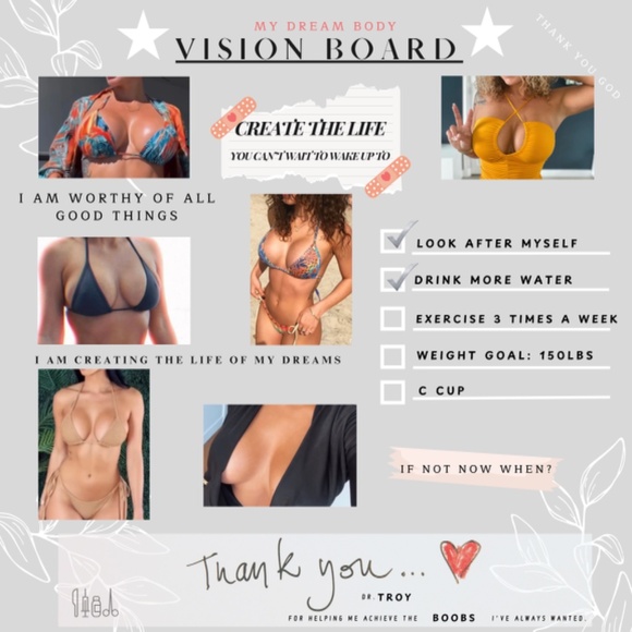 Dream Body Vision Board Poster 24X24 - Manifest Your Cosmetic Surgery & Fitness - Picture 1 of 7